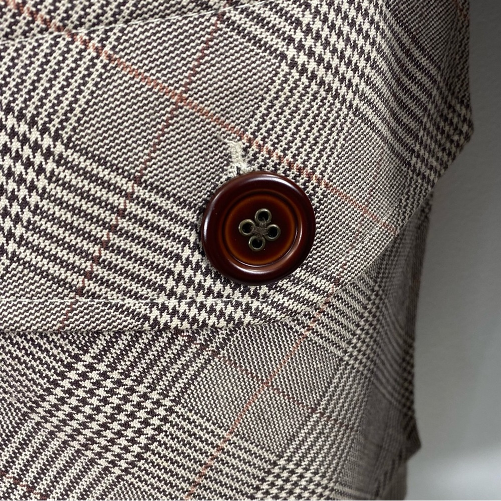 Mossimo Classic Chocolate Brown and Cream Glen Check Plaid Blazer Suit Jacket M - Picture 8 of 16